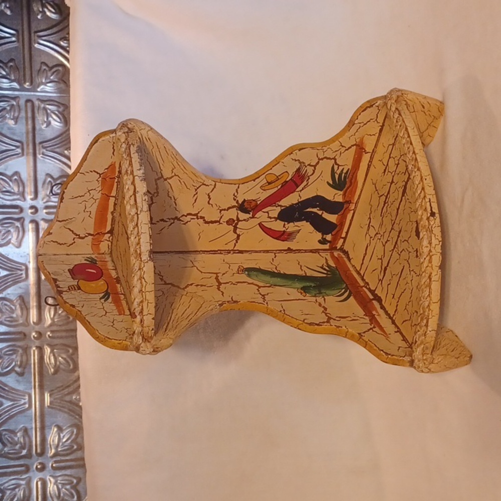 Vintage Hand-Painted Handcrafted Crackled Paint Mexican Folf Art